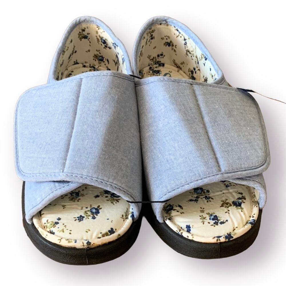 Silverts Adaptive Slip Resistant Slippers Shoes Blue Womens Sz 10 SV15180/SVDEB